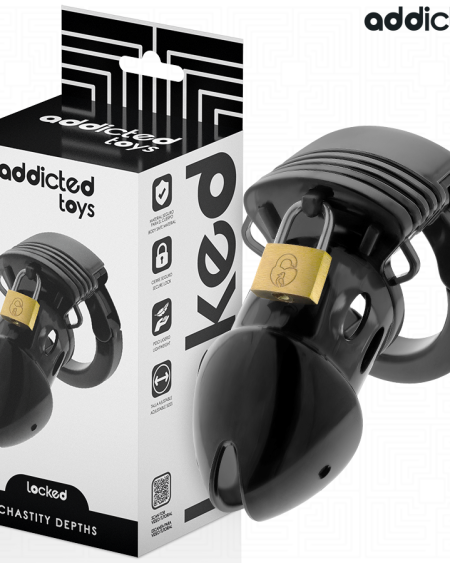 Jaula de castidade ADDICTED TOYS LOCKED Chastity Depths com anel púbico ajustável