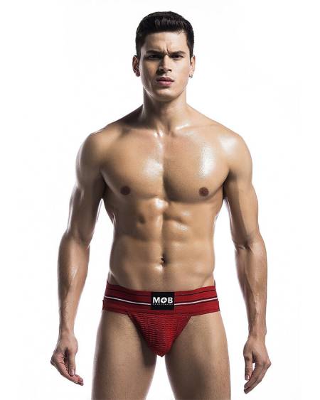 Tanga masculina MOB vermelha, de corte baixo e cintura elástica.
