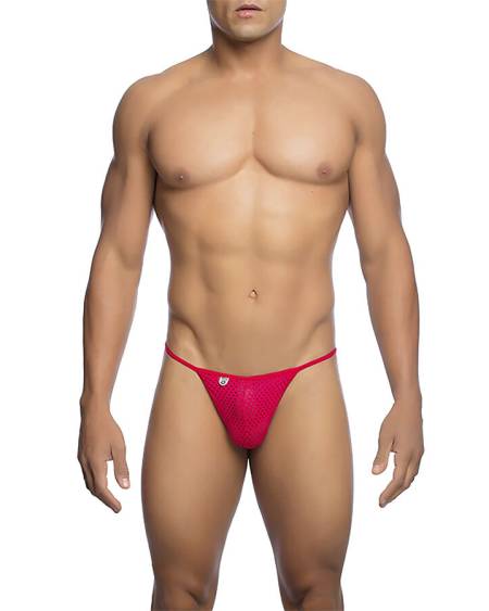 Tanga masculina vermelha MOB em microfibra, com corte traseiro em V