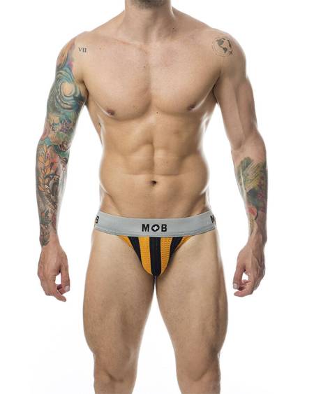 Suspensório clássico MOB às riscas laranja