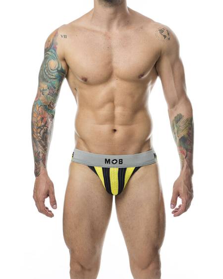 Jockstrap MOB de estilo clássico às riscas amarelas