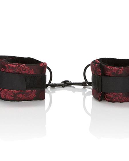 Conjunto de quatro algemas BDSM Scandal da CALEXOTICS, em brocado vermelho e preto