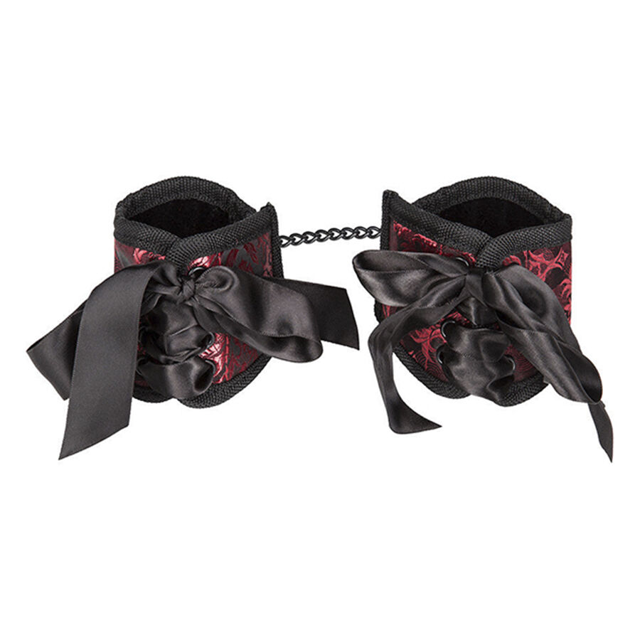 Algemas CALEXOTICS Scandal Corset em brocado vermelho e preto, com corrente