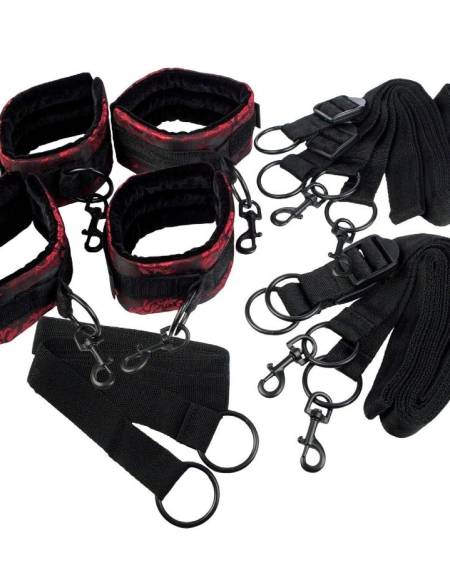 Conjunto de ataduras para cama CALEXOTICS Scandal em brocado vermelho e preto