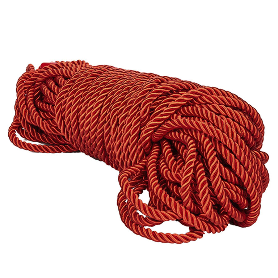Corda BDSM Scandal da CALEXOTICS, com 30 m de comprimento, disponível em preto e vermelho.
