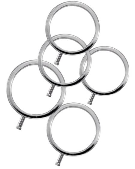 Pack de cinco anéis metálicos ElectraRings da ELECTRASTIM para eletroestimulação do pénis