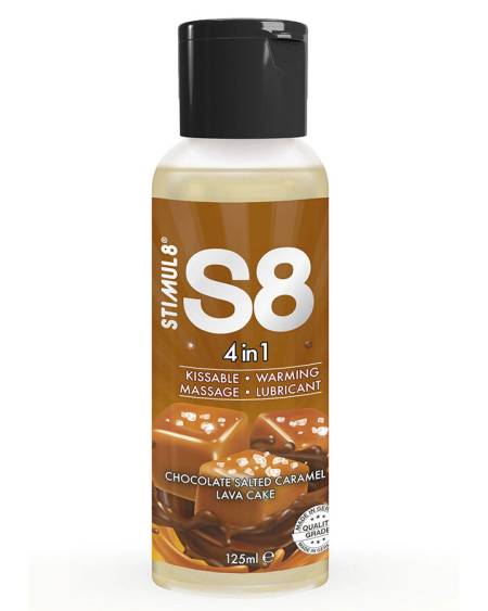 Lubrificante STIMUL8 S8 com sabor a chocolate e caramelo salgado, embalagem de 125 ml