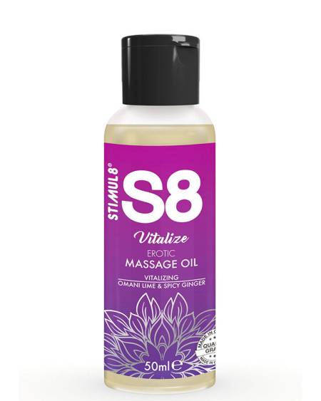 Óleo de massagem STIMUL8 Vitalize com aroma de lima e gengibre, 50 ml