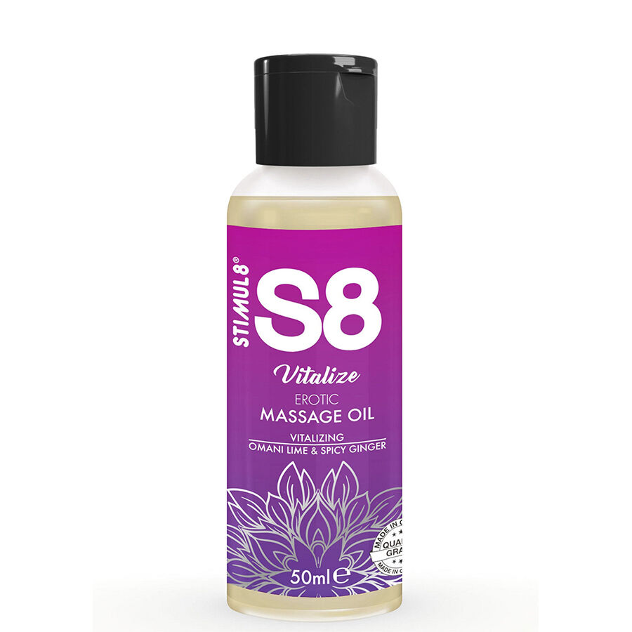 Óleo de massagem STIMUL8 Vitalize com aroma de lima e gengibre, 50 ml