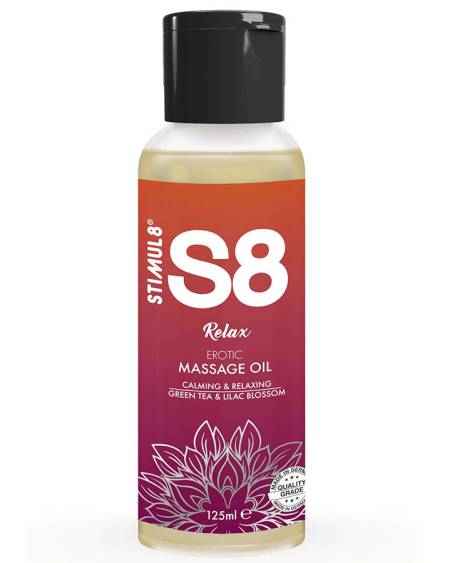 Óleo de massagem STIMUL8 S8 Relax com aroma a chá verde, 125 ml