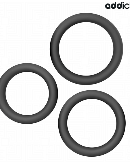 Set ADDICTED TOYS de três anéis penianos planos de silicone