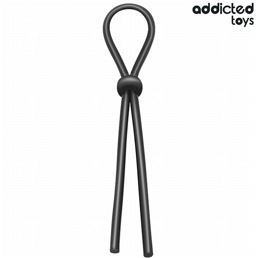 Anel peniano de laço simples em silicone ADDICTED TOYS, com cordão e bola