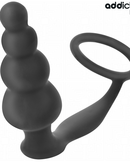Plug anal de silicone ADDICTED TOYS modelo 5 com anel para os testículos
