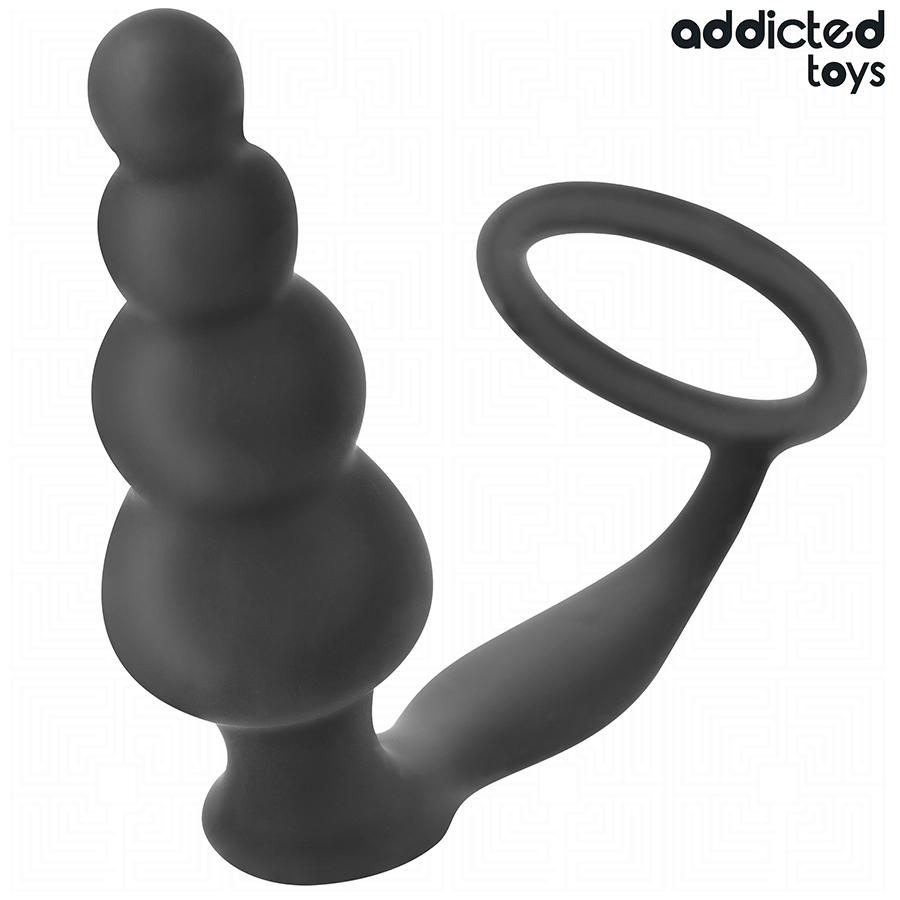 Plug anal de silicone ADDICTED TOYS modelo 5 com anel para os testículos