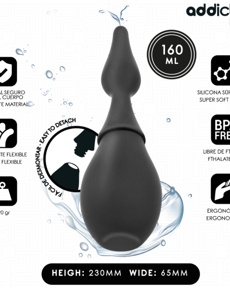Ducha anal de silicone ADDICTED TOYS modelo 1, com capacidade de 160 ml