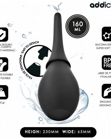 Ducha anal de viagem ADDICTED TOYS Modelo 3 em silicone, com capacidade de 160 ml