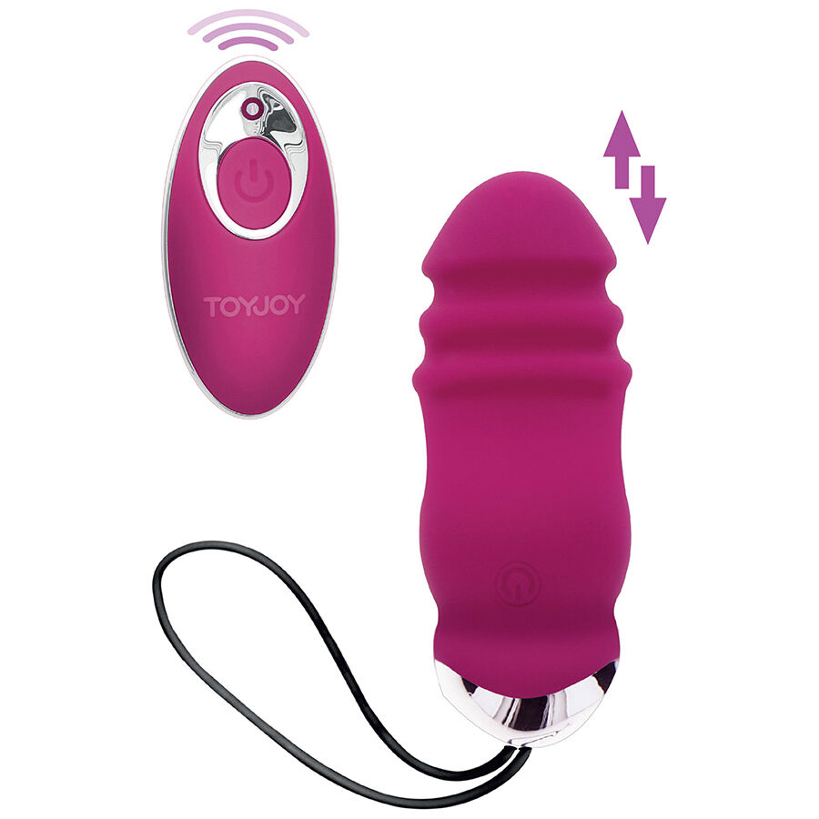 Ovo vibrador TOYJOY Sunny Side Up & Down com controlo remoto, em fúcsia.