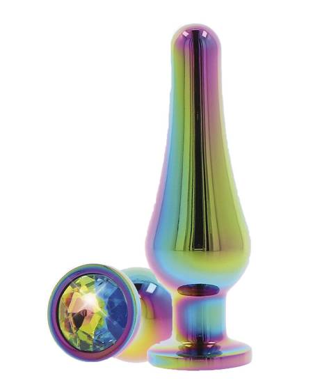 Plug anal pequeno TOYJOY Twilight Bum Bijou com base alargada e joia arco-íris