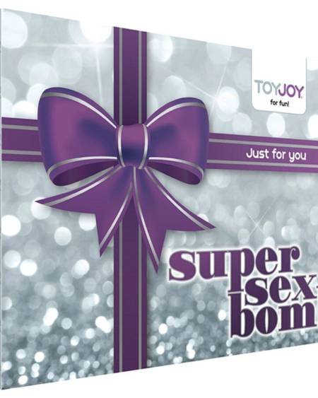 Caixa TOYJOY Super Sex Bomb com grande laço roxo estampado