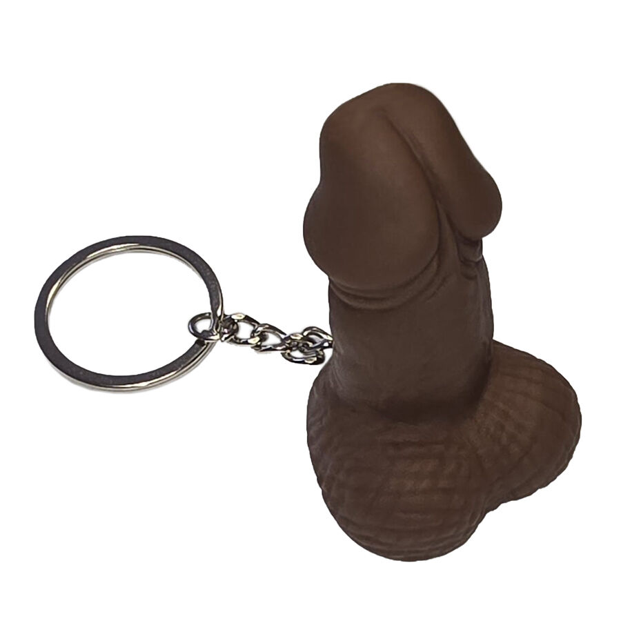 Porta-chaves apito de borracha macia em forma de pénis, cor de carne