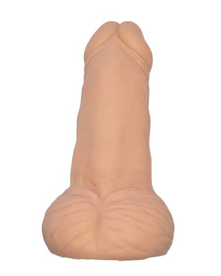 Brinquedo anti-stress DIABLO PICANTE em forma realista de pénis, de cor de pele e com cerca de 15 cm