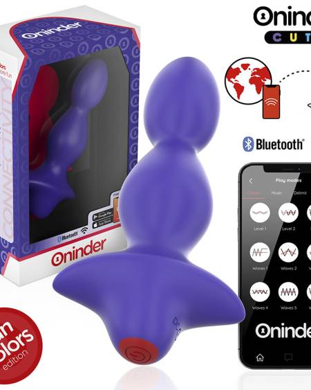 Plug anal vibratório ONINDER CUTE Love Butt roxo com botão vermelho