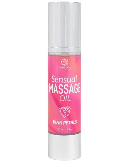 Óleo de massagem SECRETPLAY com aroma a pétalas de rosa, embalagem de 50 ml
