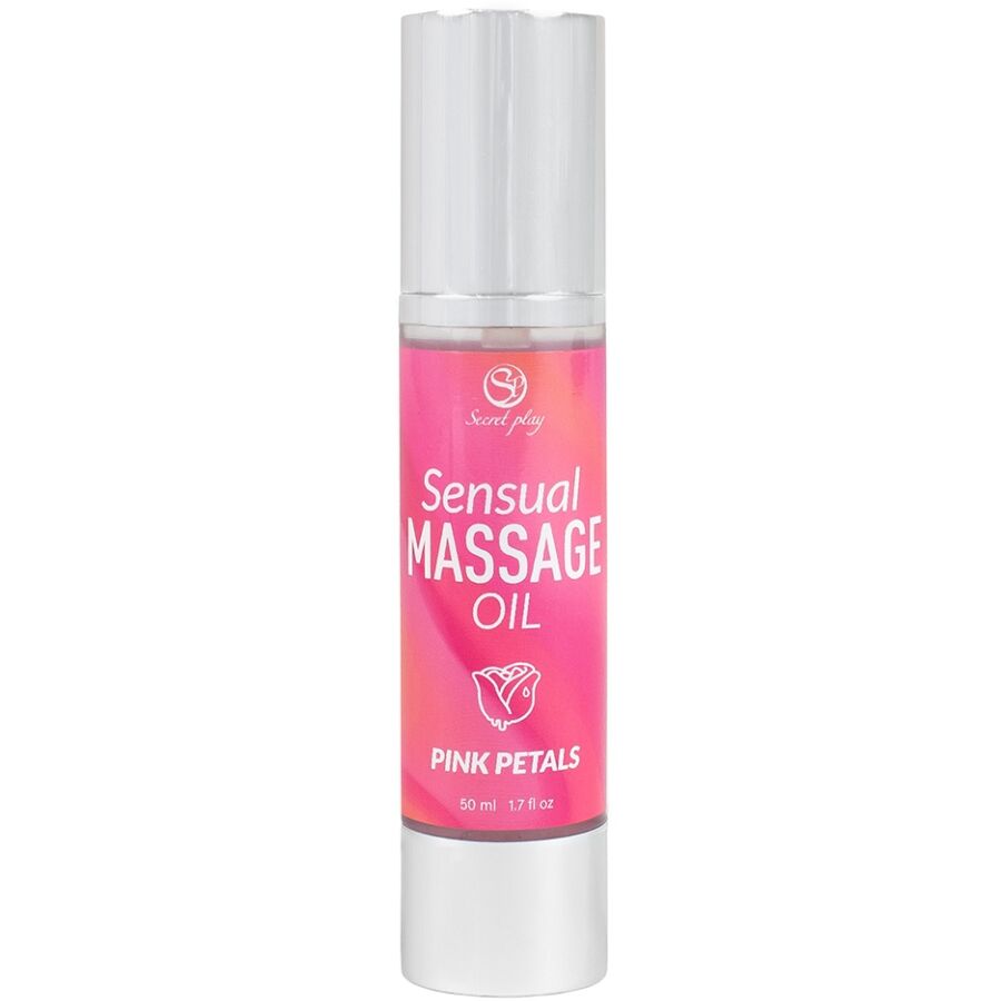 Óleo de massagem SECRETPLAY com aroma a pétalas de rosa, embalagem de 50 ml