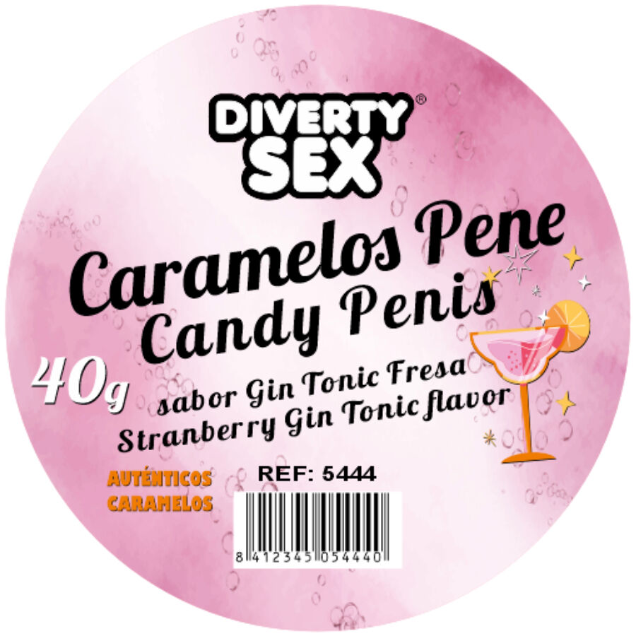 Bolsa DIABLO PICANTE com 20 rebuçados em forma de pénis e sabor a gin tónico