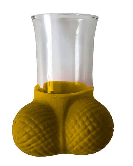 Copo de shot DIABLO PICANTE com acabamento metálico dourado