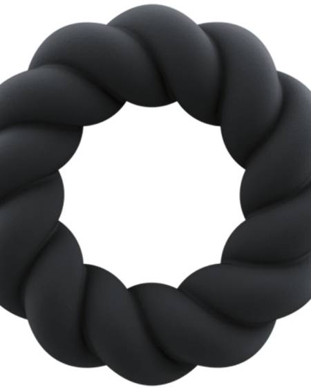 Anel peniano Twist da ROCKS-OFF em silicone preto