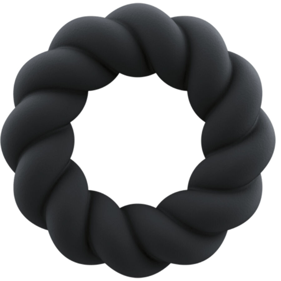 Anel peniano Twist da ROCKS-OFF em silicone preto