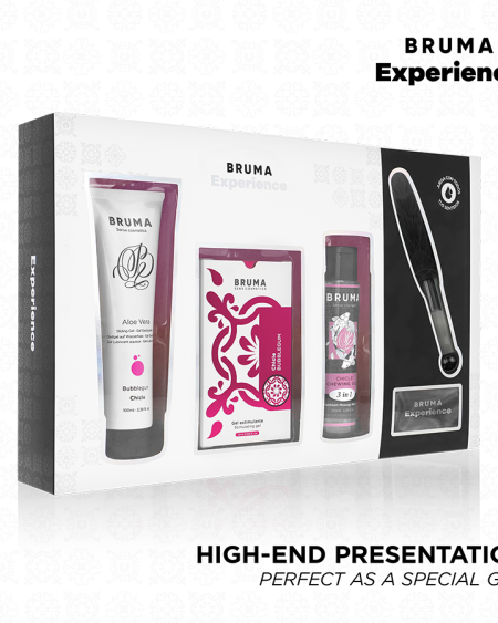 Kit de massagem BRUMA com sabor a pastilha elástica e potenciador do orgasmo