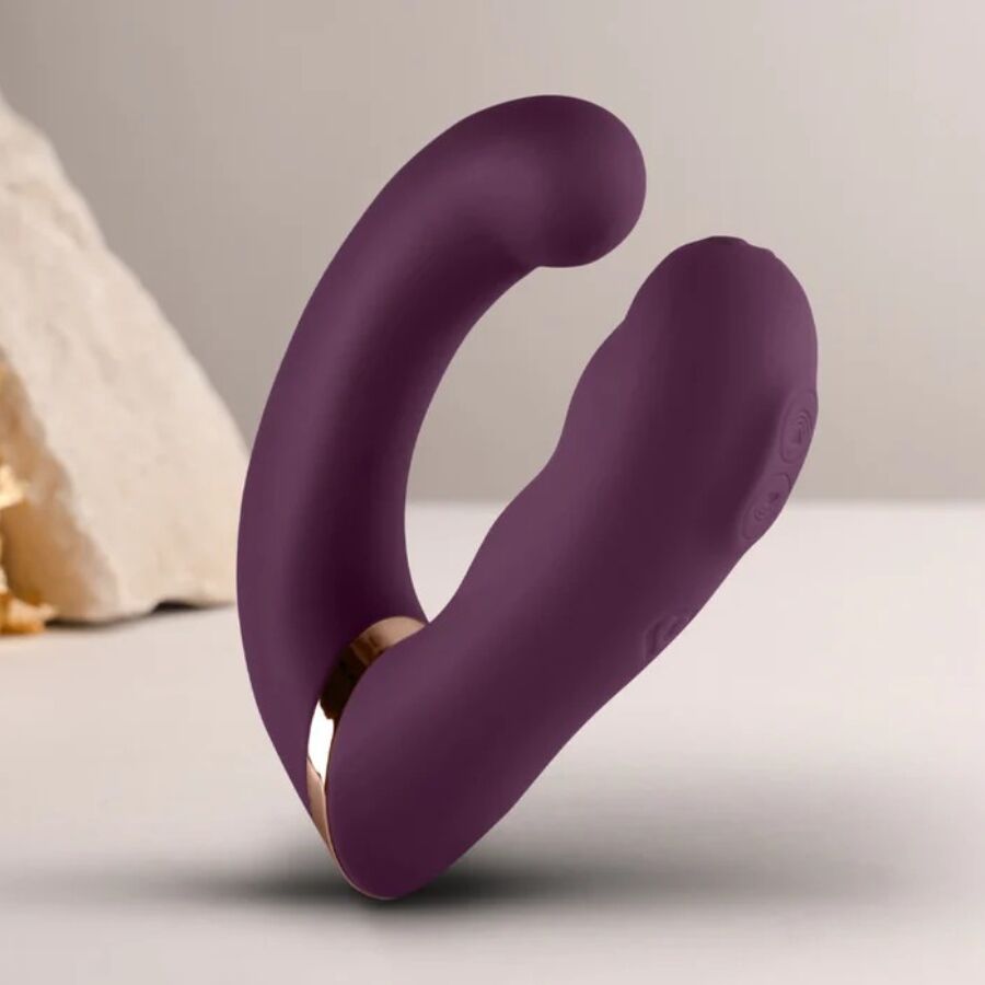 ROCKS- OFF - GEMINI VIBRADOR DUAL PUNTO G Y ESTIMULADOR CLÍTORIS MORADO
