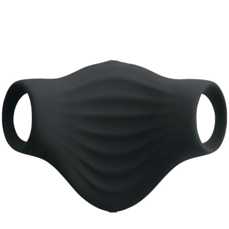 Masturbador vibrador flexível Palm Black da ROCKS-OFF, com laços para os dedos
