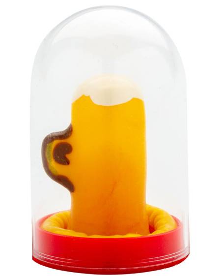 Preservativo decorativo CONDOMERIE pintado à mão com desenho de copo de cerveja