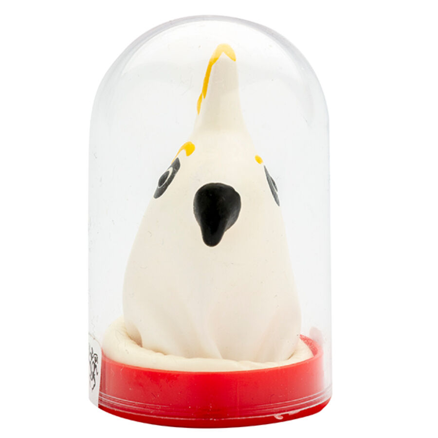 Preservativo decorativo CONDOMERIE pintado à mão, com motivo de papagaio branco.