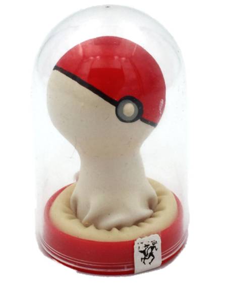 Preservativo decorativo CONDOMERIE pintado à mão com motivo de Pokébola vermelho e branco