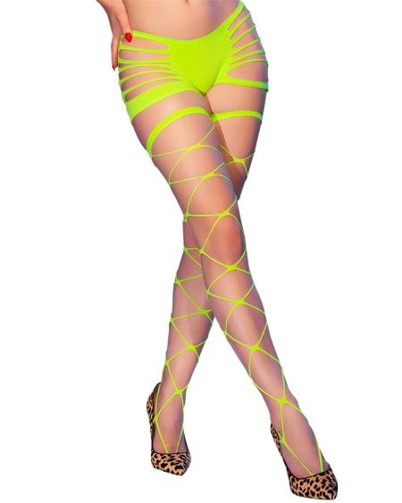 CHILIROSE – Meias de rede sem pés verde néon CR 4867