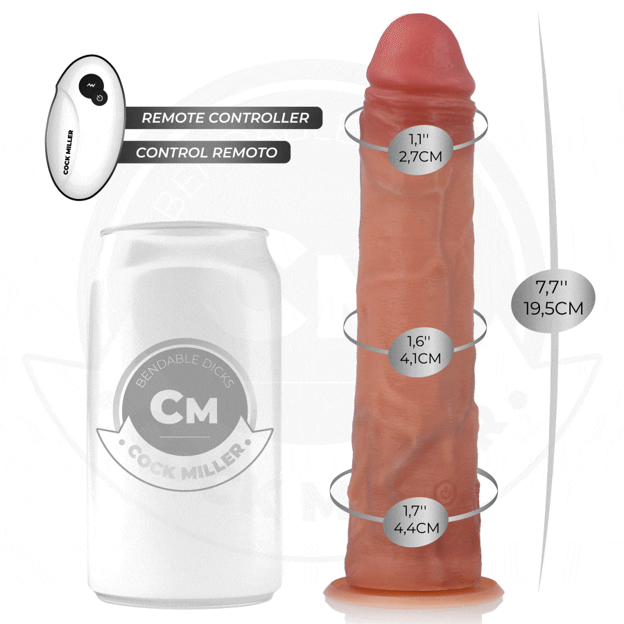 Dildo realista COCK MILLER com ventosa, movimento motorizado e controlo remoto