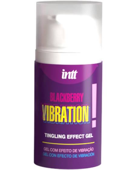 Gel vibrador líquido INTT RELEASES com sabor a amora, embalagem de 15 ml