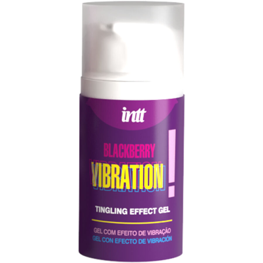 Gel vibrador líquido INTT RELEASES com sabor a amora, embalagem de 15 ml