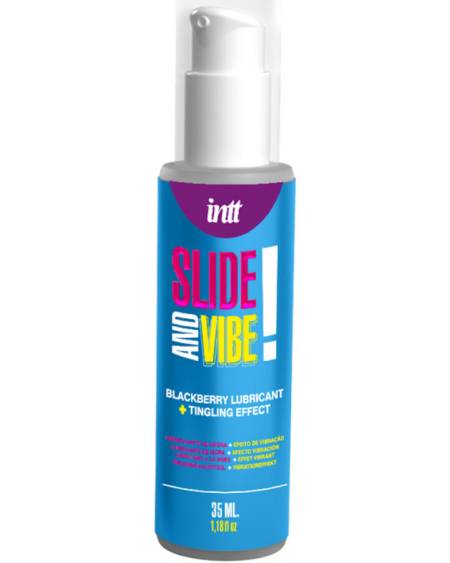 Lubrificante beijável INTT RELEASES com sabor a amora e efeito vibratório, 35 ml