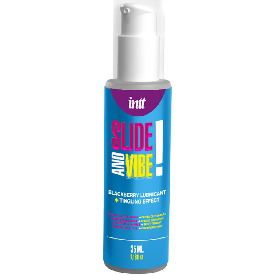 Lubrificante beijável INTT RELEASES com sabor a amora e efeito vibratório, 35 ml