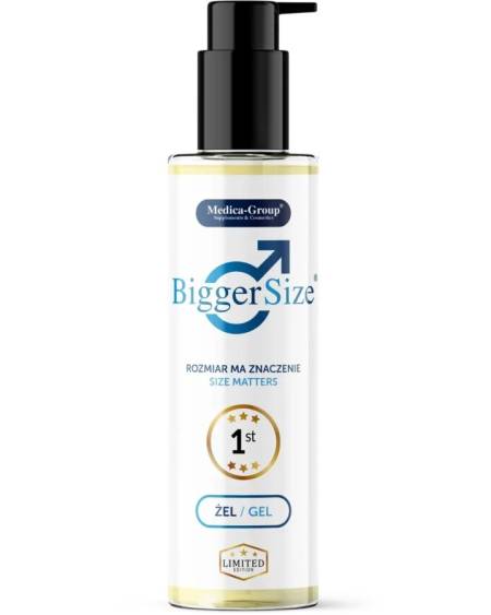 Gel íntimo masculino BiggerSize da MEDICA GROUP, embalagem de 150 ml