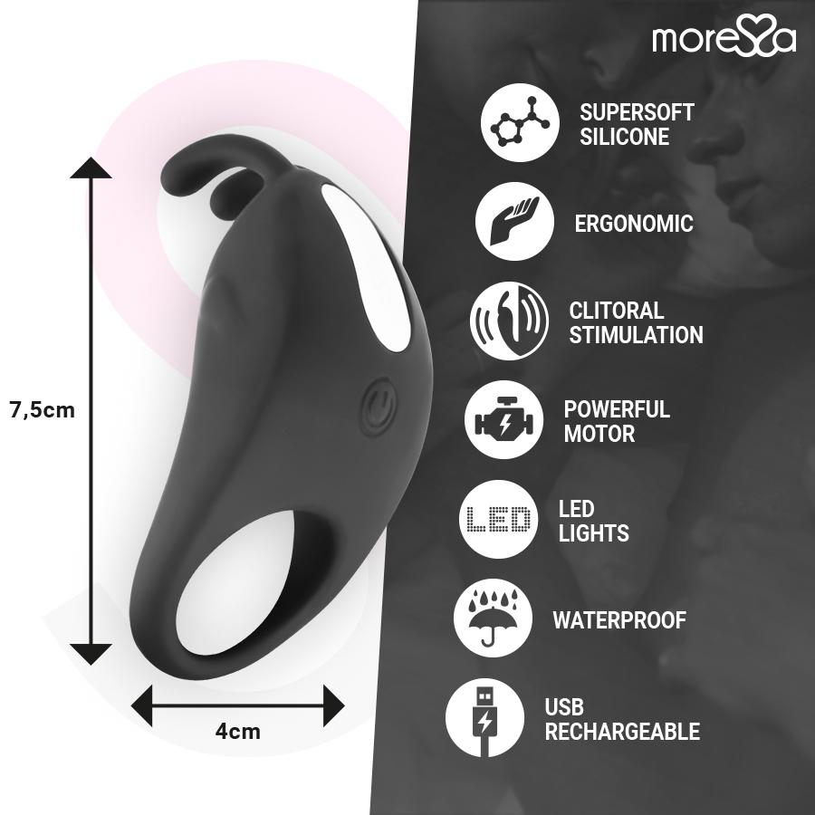 MORESSA - BRAD PREMIUM SILICONE RECARGABLE NEGRO