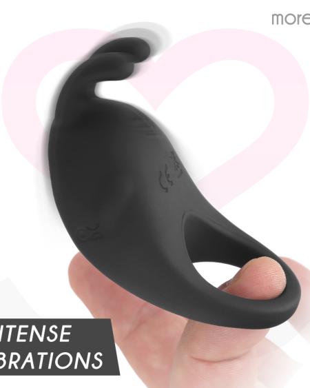 Anel vibratório MORESSA BRAD recarregável em silicone, com aro flexível e estimulador clitoriano rotativo