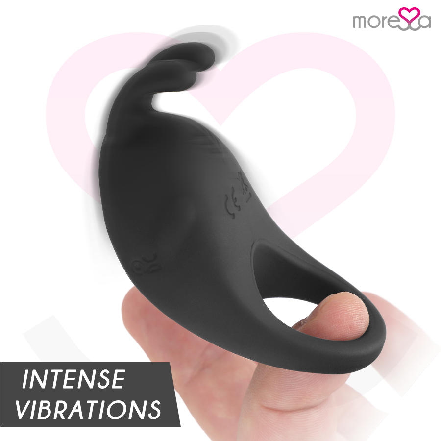 Anel vibratório MORESSA BRAD recarregável em silicone, com aro flexível e estimulador clitoriano rotativo
