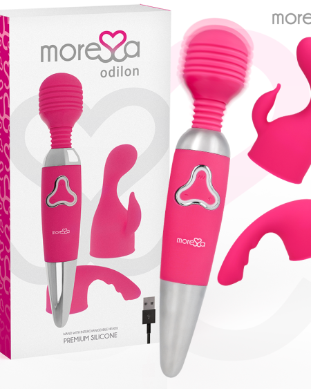 MORESSA - ODILON WAND POTENTE MOTOR MAS DOS CABEZALES PREMIUM SILICONE RECARGABLE