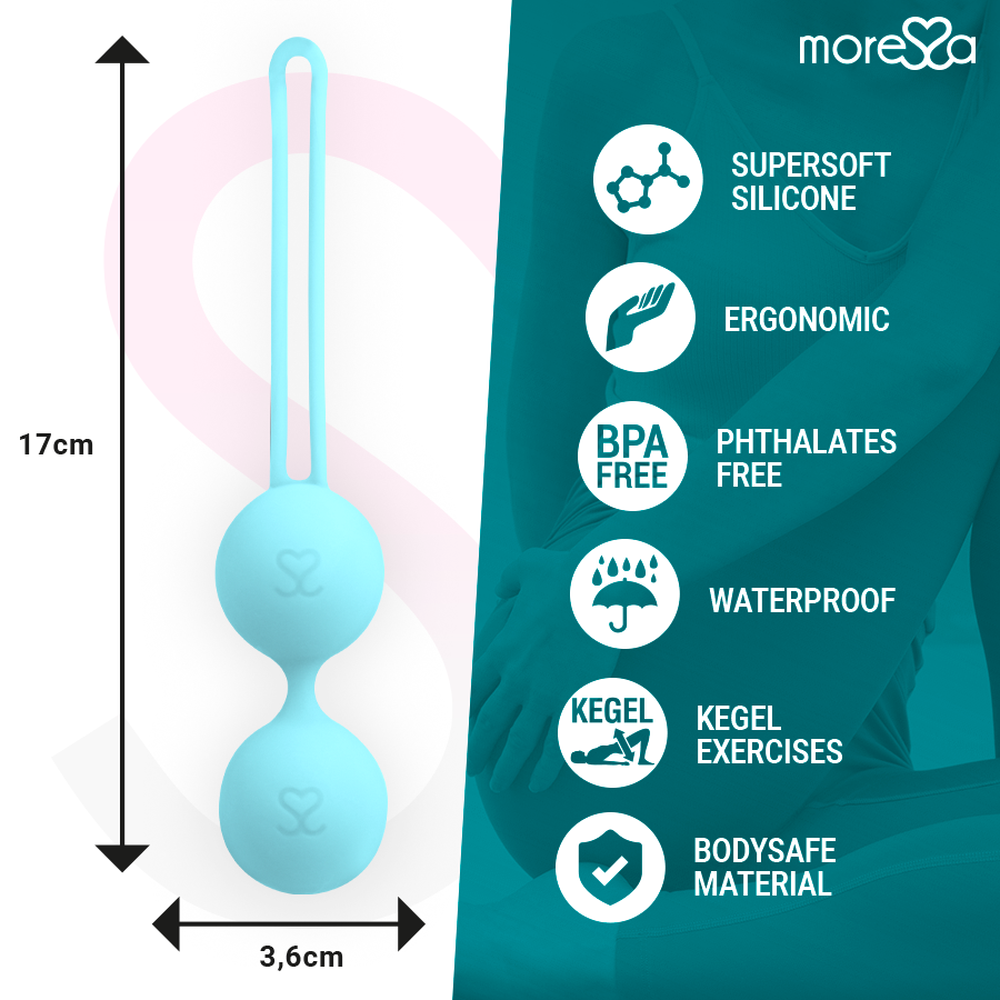 MORESSA - OSIAN THREE ENTRENAMIENTO SUELO PELVICO 85 gr PREMIUM SILICONA TURQUESA